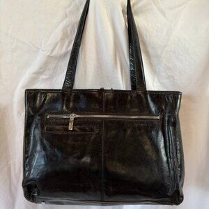 Hobo - The Original Black Leather, Double Handle Zipper Tote